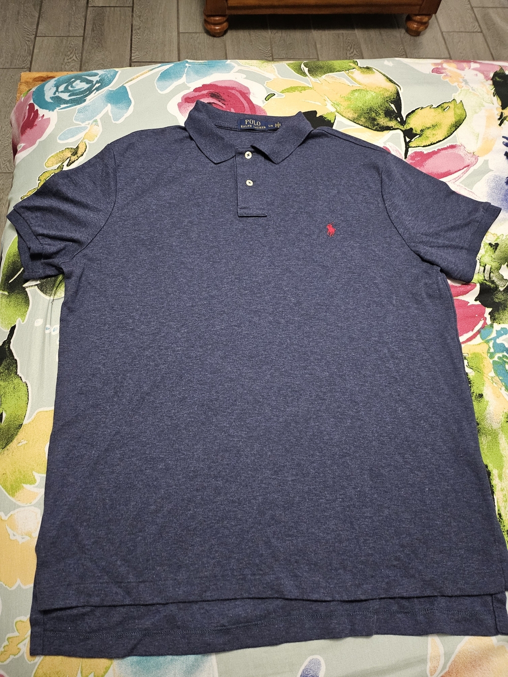 Polo by Ralph Lauren Men's Navy Heather Polo Shirt with Red Pony